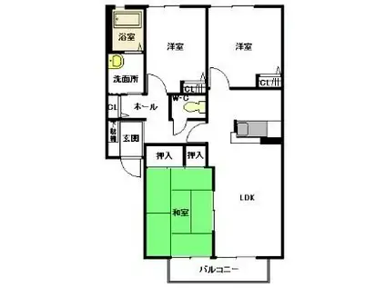 プラムコートA(3LDK/1階)の間取り写真