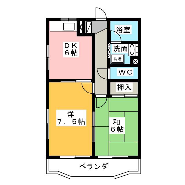 クラフトI(2DK/1階)の間取り写真