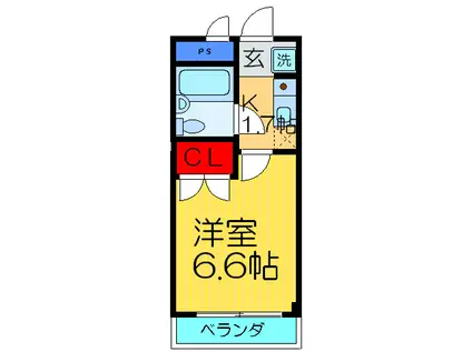 セントハイム(1K/3階)の間取り写真