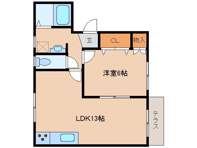 フレグランス里東(1LDK/1階)の間取り写真