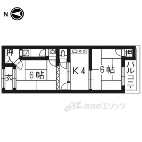 ハイツスガII(2K/1階)の間取り写真