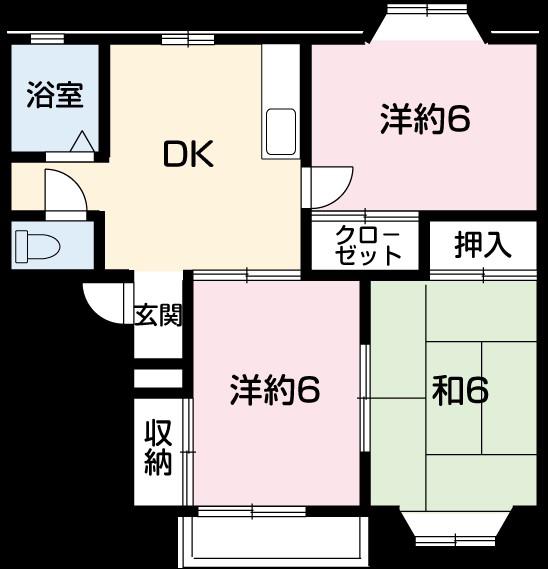 ムーンハウスIIA(3DK/2階)の間取り写真
