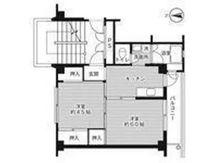 ビレッジハウス境港第二 1号棟(2K/2階)の間取り写真