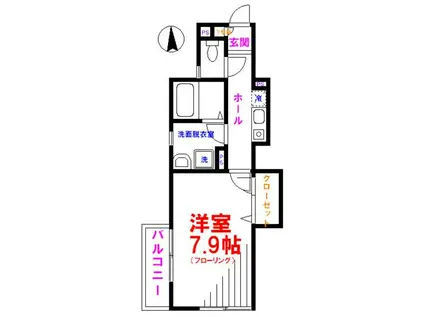 ソレアード三鷹(1K/2階)の間取り写真