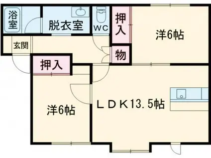 ハイツフィオーレ(2LDK/2階)の間取り写真