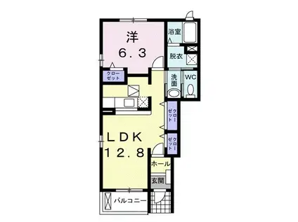 グランプラスB(1LDK/1階)の間取り写真