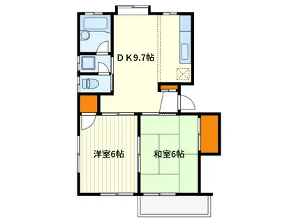 コーポ南(2LDK/2階)の間取り写真