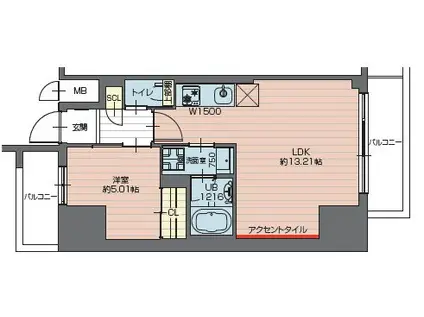 プレジオ西新井(1LDK/5階)の間取り写真