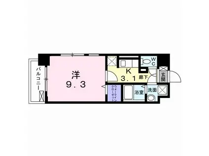 パルトネール板付(1K/1階)の間取り写真