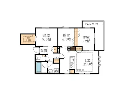 ジュモー大宮(3LDK/3階)の間取り写真