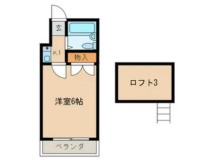 サザンステージ四季美台(1K/2階)の間取り写真