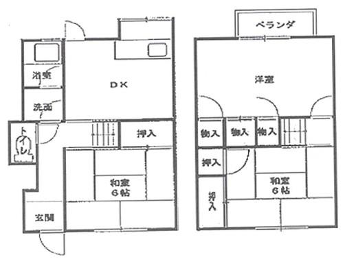 2加古川ヤングハイツ(3DK/1階)の間取り写真