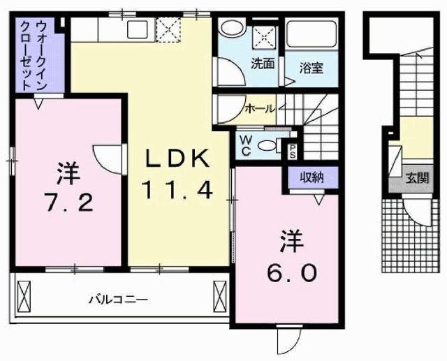 ブライトボナール(2LDK/2階)の間取り写真