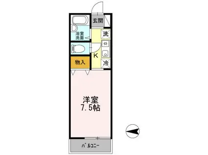 ベルデュール(1K/2階)の間取り写真