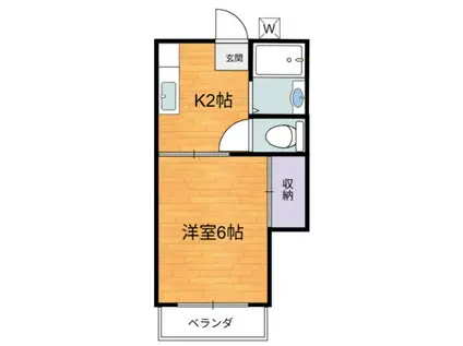 レジェンド若松(1K/2階)の間取り写真