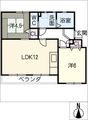 なるみグリーンコーポ(2LDK/3階)の間取り写真