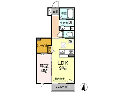 リシュドール A(1LDK/1階)の間取り写真