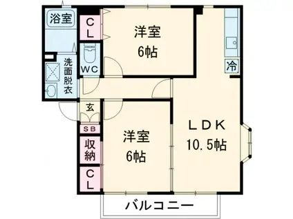 アルティス飯島B(2LDK/2階)の間取り写真
