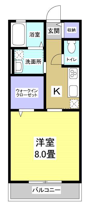 グランドゥール(1K/1階)の間取り写真