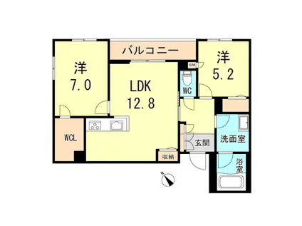 シャーメゾン ルポア(2LDK/2階)の間取り写真