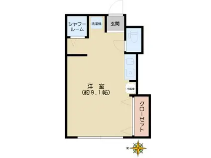 千駄木ハイム(ワンルーム/1階)の間取り写真