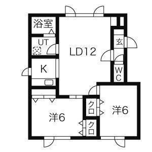 アイリス(2LDK/2階)の間取り写真
