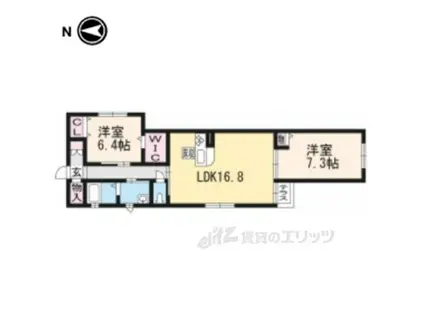 シャーメゾン湖都(2LDK/1階)の間取り写真