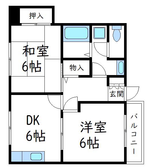 エーデルヴィラ(2DK/1階)の間取り写真