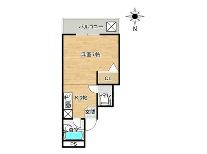 ハイツ本町1号館(1K/3階)の間取り写真