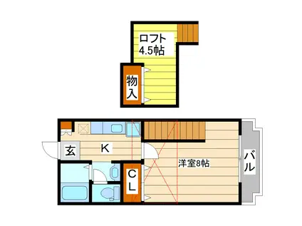 TORINO I(1K/2階)の間取り写真