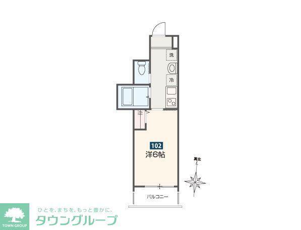 MELLAS元加治(1K/1階)の間取り写真
