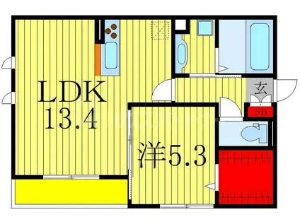 レジデンスおおたかの森(1LDK/1階)の間取り写真