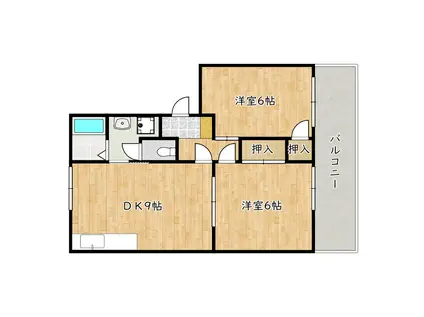 ニューバリーハイツ(2LDK/1階)の間取り写真