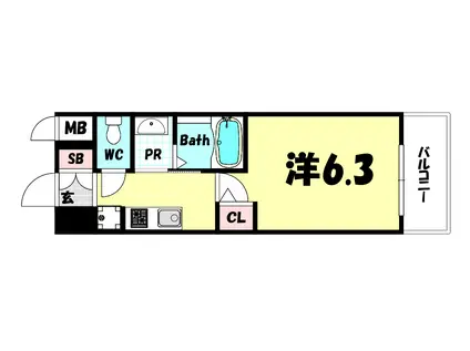 エステムコート神戸ステーションウィズ(1K/3階)の間取り写真