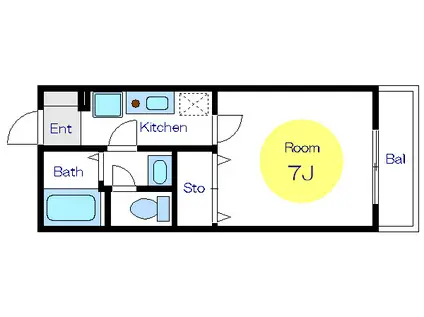 K-クロッシング(1K/2階)の間取り写真