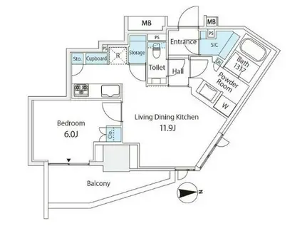 ザ・パークハウス三田タワー(1LDK/9階)の間取り写真