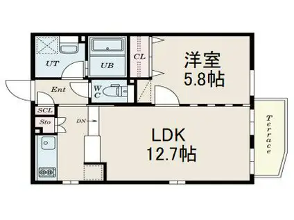 PASEO荏原中延(1LDK/1階)の間取り写真