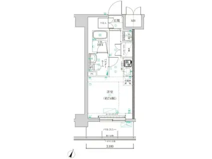 クラリッサ横浜アレッタ(ワンルーム/3階)の間取り写真