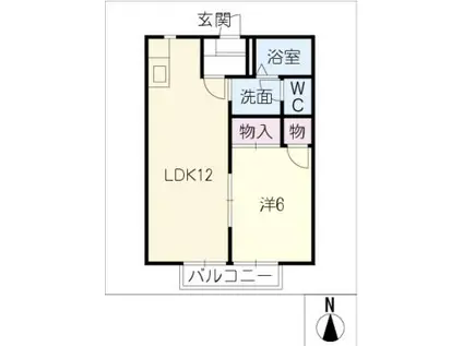 フレグランス寿志C棟(1LDK/2階)の間取り写真