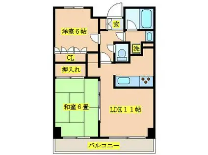 レジディア文京音羽(2LDK/7階)の間取り写真