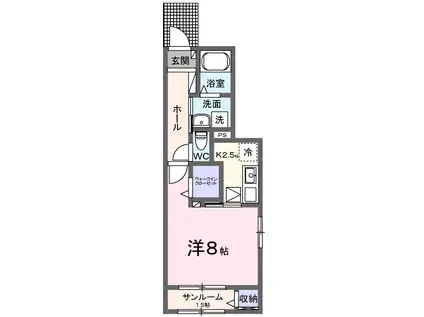プレミエール・ブリエ A(1K/1階)の間取り写真