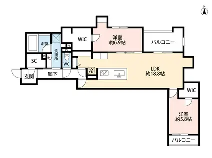 UNO Y SOLO(2LDK/2階)の間取り写真
