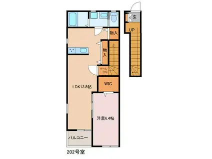 カーム宮久保A(1LDK/2階)の間取り写真