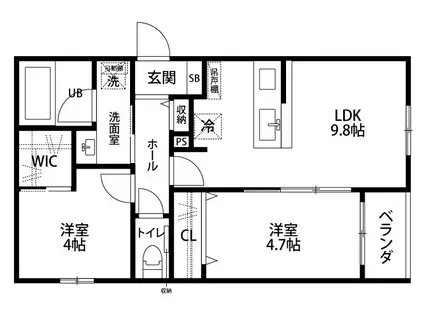 出来島2丁目アパート A(2LDK/1階)の間取り写真