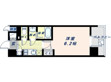 ファーストフィオーレ天王寺筆ヶ崎アイ(1K/6階)の間取り写真