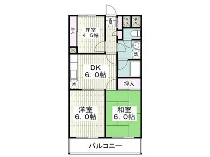 薫ガーデンハイム(3DK/1階)の間取り写真