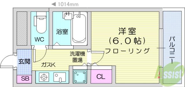 朝日プラザ五橋東(1K/4階)の間取り写真
