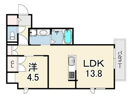 LA VITA摂津本山(1LDK/3階)の間取り写真