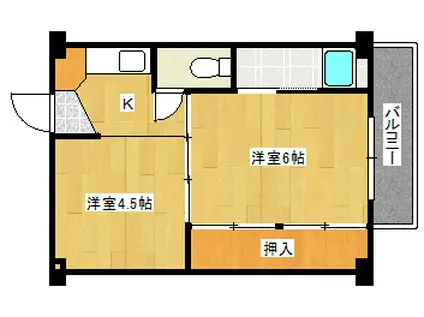 ビレッジハウス安古市 5号棟(2K/3階)の間取り写真