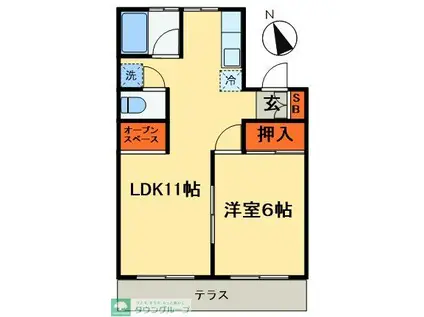 FLAT五香六実II番館(1LDK/1階)の間取り写真